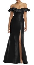 Alfred Sung Off the Shoulder Ruffle Satin Trumpet Gown in Black, Size 20... - £102.86 GBP