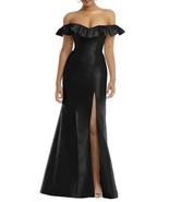 Alfred Sung Off the Shoulder Ruffle Satin Trumpet Gown in Black, Size 20... - £102.55 GBP