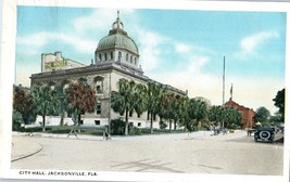 City Hall Jacksonville Florida with Old Cars Street Buggies Postcard  - £7.74 GBP