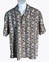 Tommy Bahama Mens L Toucan Palm Tree All Over Print Silk Hawaiian Button Shirt - £26.99 GBP