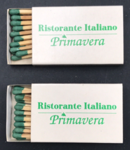 2 Ristorante Italiano Primavera Restaurant Matchboxes Fountain Valley CA - £10.80 GBP