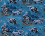 Cotton Manatees Sea Turtles Fish Animals Gentle Giants Fabric Print BTY ... - $11.95