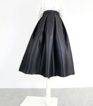 Burgundy Taffeta Pleated Midi Skirt Women Custom Plus Size A-line Party Skirt image 12
