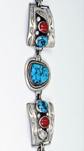 Vicki Orr Vintage Kingman Turquoise and Coral Watch Bracelet - £498.70 GBP