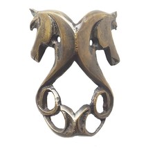 Set of Vintage Solid Brass Horse Corner Protector Decor Shelf Cabinet Ha... - £29.14 GBP+