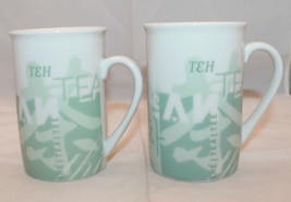 Set of 2 Starbucks 1998 Tazo Tea Coffee Mug Cups No Lid Light Green Language - $45.16