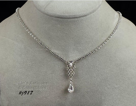 Eisenberg Ice Clear Rhinestone Necklace Silver Tone (#J917) - £53.36 GBP