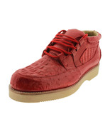 Men Crocodile Ostrich Skin Shoe Red Leather Casual Sneaker Size 7.5, 8, ... - $232.49 CAD