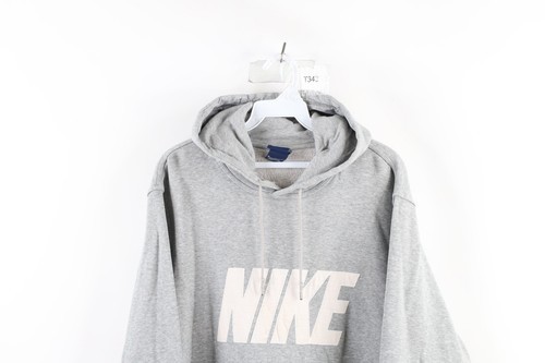 Vintage Nike Mens XL Distressed Spell Out Block Letter Hoodie Sweatshirt Gray Item image 2