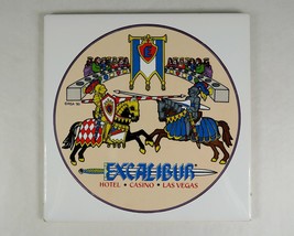 Excalibur Hotel Casino Las Vegas Tile Vintage 1990 King Arthur Jousting Art - £23.66 GBP