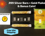 5 SILVER .999 1g BARS + 1gn SILVER w/ COA + 2 VIALS GOLD FLAKE + BONUS C... - $29.15