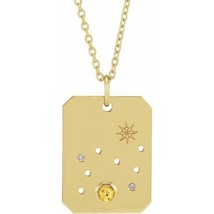 Authenticity Guarantee 
14k Yellow Gold Leo Zodiac Constellation Citrine and ... - £589.35 GBP