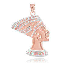 14K Two Tone Rose Gold Queen Nefertiti Pendant Egypt Mummy Royalty Power Wisdom - £217.30 GBP