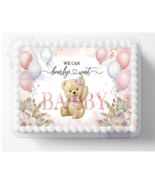 Pink Bear With Balloons Baby Shower Edible Image Cake Topper Frosting Sheet - €13,86 EUR+