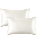 Satin Pillowcase Set Of 2 White Queen 20x30&quot; Size Soft Pillow Cover Bedding - £34.20 GBP