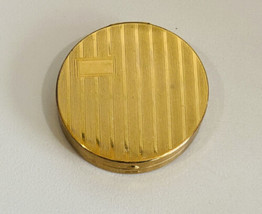 Gold Tone Powder Compact EMPTY Compact Pinstripe Textured Design 2&quot; Vint... - $20.37