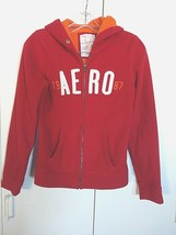 American Eagle Ladies Red Fleece Zip HOODIE-JR. M-GENTLY WORN-ORANGE In Hood - $9.95