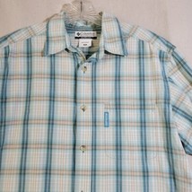 Columbia Sportswear Shirt Mens Medium Turquoise Plaid Short Sleeve Butto... - £11.17 GBP