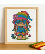 Rainbow Hippie Gnome Cross Stitch Pattern | PDF Embroidery Design | Cute... - $91.64 MXN