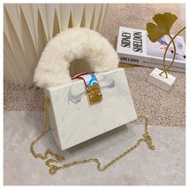 Faux Fur Top Handle Acrylic Party Box Clutch Fashion Purses and Handbags for Wom - £36.20 GBP