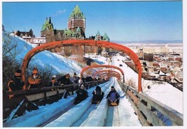 Postcard Winter Fun On Dufferin Terrace Chateau Frontenac Quebec City - £2.85 GBP