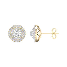 Authenticity Guarantee 
1 Ct TDW Diamond 10K Yellow Gold Double Halo Stud Ear... - £935.23 GBP