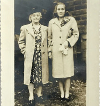 c1930 Ladies In Coats Hats Photo Black White Deckle Edges With Silvering Vintage - £9.68 GBP