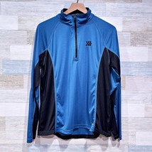 Roots Canada 1/4 Zip Performance Jersey Tech Pullover Blue Black Womens XL - $44.54