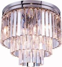 Flush-Mount Light SYDNEY 9-Light Polished Nickel Golden Teak Smoky Crystal Gold - £1,118.29 GBP