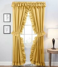 Stacey 54"W x 84"L Ruffled Panel Pair Yellow Curtians - £33.60 GBP