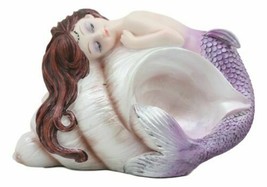Under The Sea Purple Tailed Mermaid Hugging Giant Sconce Shell Figurine 4.75&quot;L - £22.51 GBP