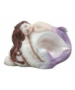 Under The Sea Purple Tailed Mermaid Hugging Giant Sconce Shell Figurine ... - £22.30 GBP