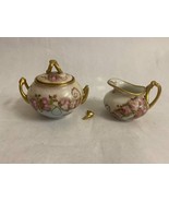 William Guerin W.G. French Limoges Hand Painted Pink Flowers Creamer Sug... - £38.91 GBP