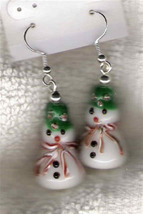 Handcrafted Snowmen Lampwork Earrings - So Cute ! - £8.83 GBP