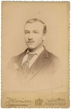 Circa 1890&#39;S Named Cabinet Card Man Mustache Suit Tie Morrison Bowling Green Oh - £9.58 GBP