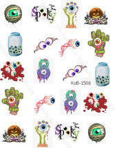 Nail Art Water Transfer Stickers Decals eyes in a jar blood HALLOWEEN KoB-1508 - £2.35 GBP