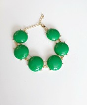 Fashion Bracelet Jewelry Green Round - Gold Tone NEW 8-10 inches - £7.97 GBP