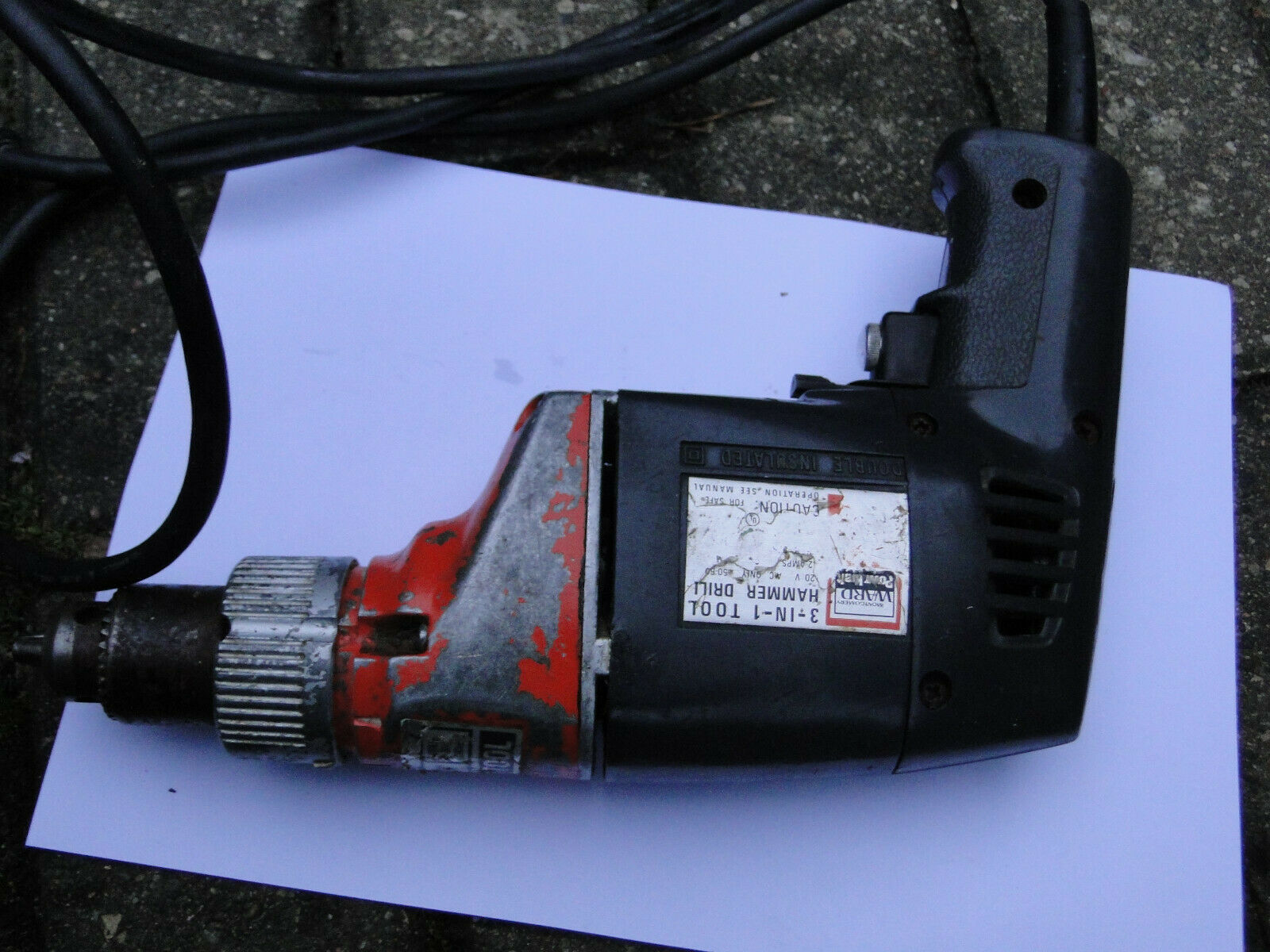Vintage Montgomery Powr Kraft Ward 3-in-1Tool Hammer Drill  US PLug 120 ... - $38.61