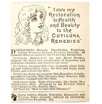Cuticura Medical Disease Cure 1885 Advertisement Victorian Quack ADBN1A15 - $19.99