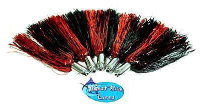 Primary image for Jet Head Mylar Flash Trolling Lures Red/Black 5 Pack Offshore Fishing