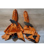 Primative Handmade Reversible Napkins Leaves Stars 2 Crow Napkin Rings 18&#39;&#39; - £17.89 GBP