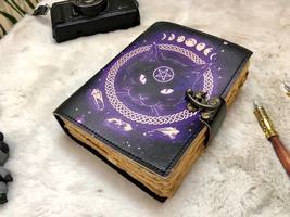 Handmade celtic cat vintage Leather Journal for Men &amp; Women 200 Pages gifts - £45.90 GBP