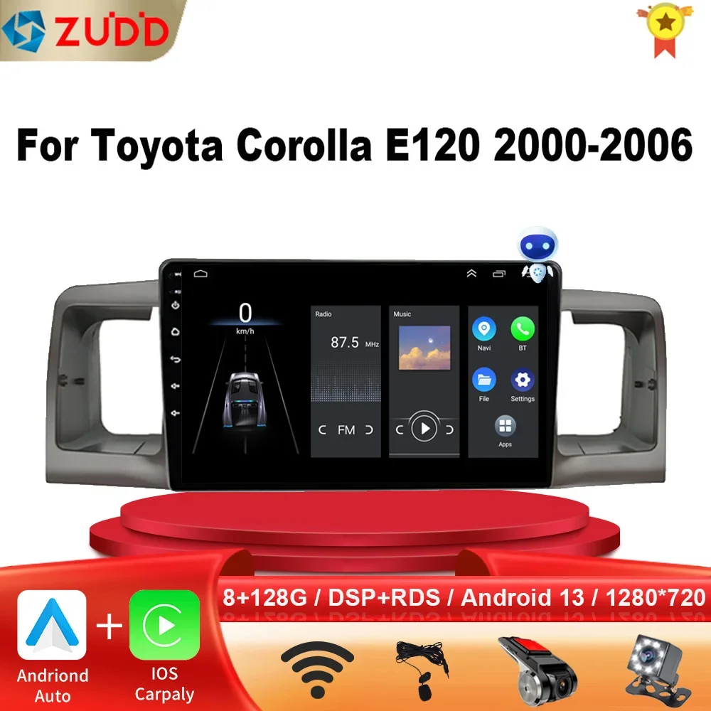 2 Din Android 13 Car Radio Multimedia Player Navigation GPS For Toyota Corolla - £102.58 GBP+