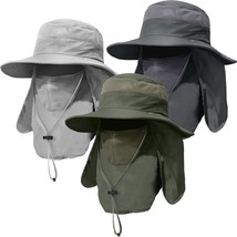 3 Pack Mens Outdoor Wide Brim Fishing Hat,Upf 50+ Sun Protection Cap Wit... - £31.04 GBP