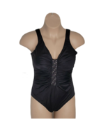 TrimShaper One-Piece Slimming Ruched Swimsuit ~ Sz 18 ~ Black ~ Bling - £39.65 GBP