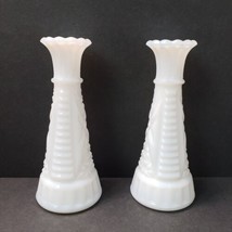 Vintage Anchor Hocking Small 6&quot; Milk Glass Bud Vase Set of 2 - $15.27