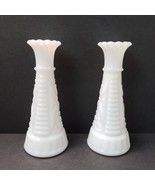 Vintage Anchor Hocking Small 6&quot; Milk Glass Bud Vase Set of 2 - £12.00 GBP