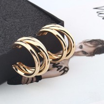 Minimalist Brand Hoop Circle Earring Woman 2022 New Vintage Gold Color korean Sc - £7.21 GBP