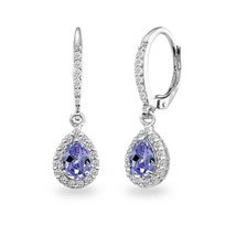 1.50CT Larme Simulé Tanzanite Diamant Pendantes 925 Argent Dormeuses Boucles - £140.75 GBP