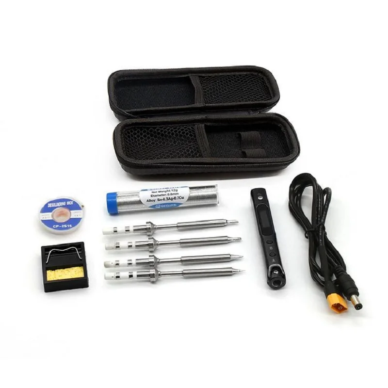 W portable soldering iron temperature adjustable digital oled programmable w 4 tips for thumb200